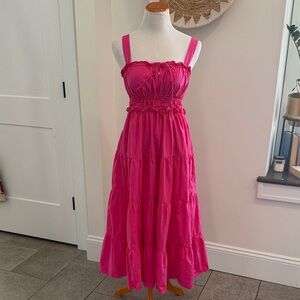 ❣️❣️J. Crew Vibrant Pink Tiered Midi Dress